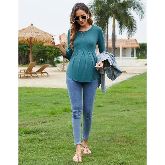 NWT Sosolism Medium Maternity Top in Green - Picture 2 of 5